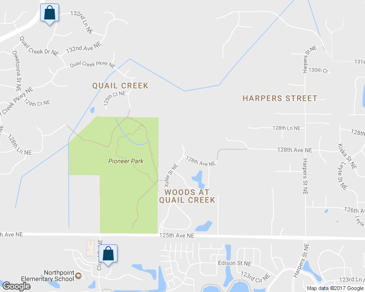 map of restaurants, bars, coffee shops, grocery stores, and more near 12883 Xylite Street Northeast in Blaine