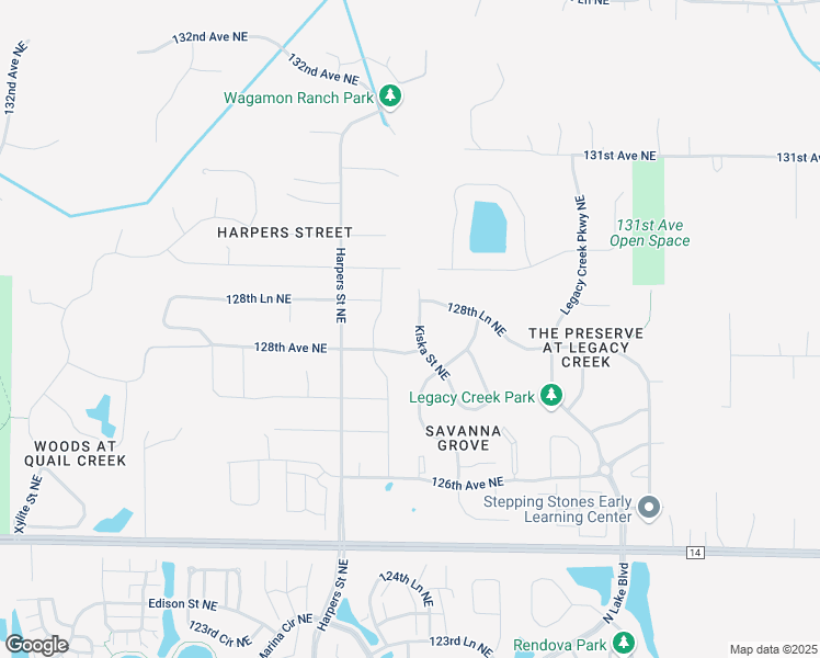 map of restaurants, bars, coffee shops, grocery stores, and more near 12801 Kiska Street Northeast in Blaine