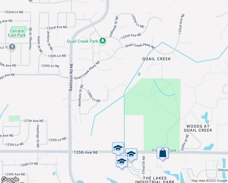 map of restaurants, bars, coffee shops, grocery stores, and more near 2232 128th Court Northeast in Blaine