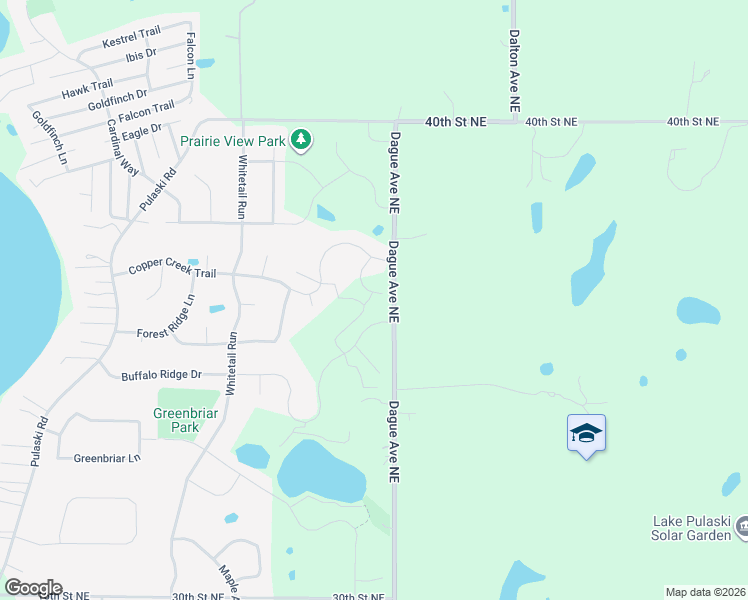 map of restaurants, bars, coffee shops, grocery stores, and more near 2711 Buffalo Ridge Drive in Buffalo