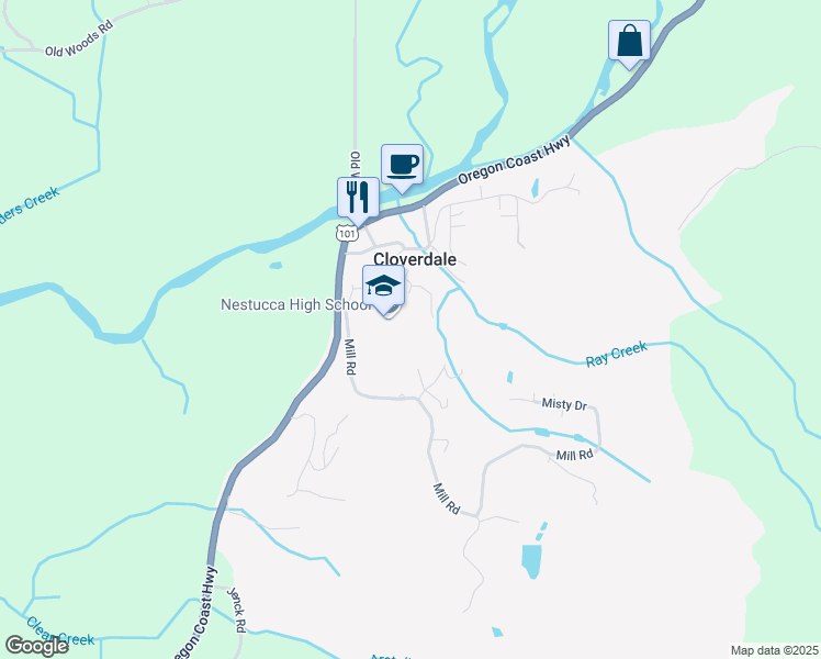 map of restaurants, bars, coffee shops, grocery stores, and more near 34660 Parkway Drive in Cloverdale