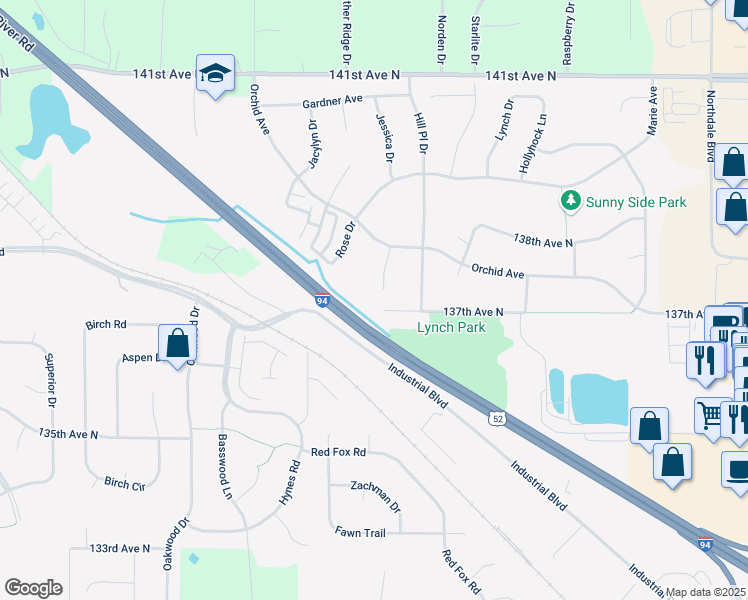 map of restaurants, bars, coffee shops, grocery stores, and more near 13755 Dorothy Drive in Rogers