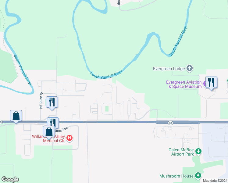 map of restaurants, bars, coffee shops, grocery stores, and more near 240 Northeast Kingwood Street in McMinnville