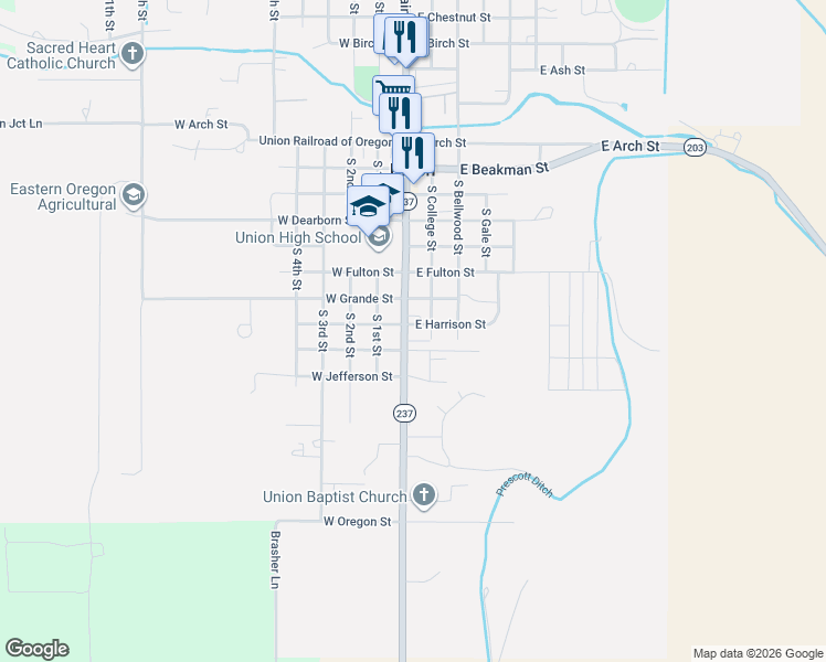 map of restaurants, bars, coffee shops, grocery stores, and more near 178 East Harrison Street in Union