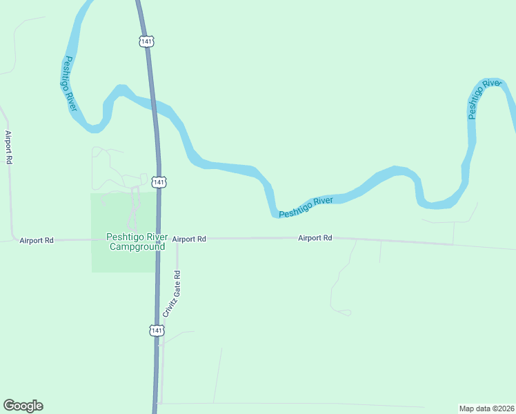 map of restaurants, bars, coffee shops, grocery stores, and more near W7840 Airport Road in Crivitz