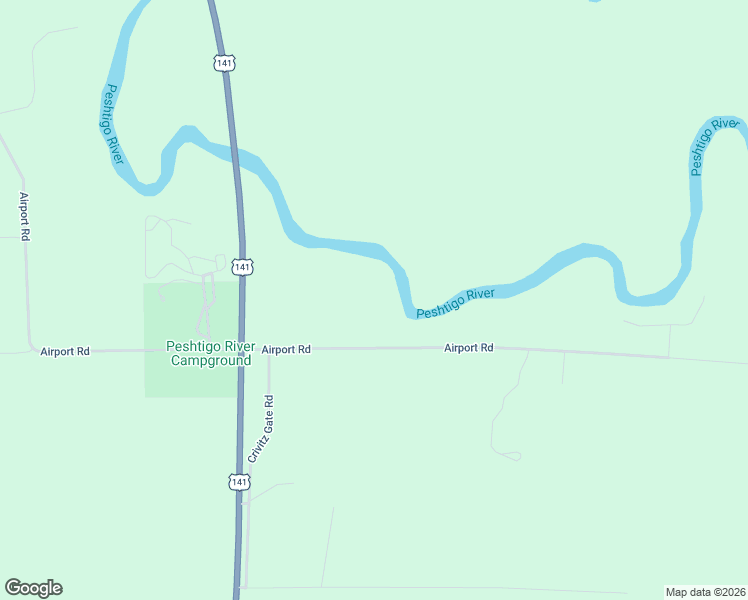 map of restaurants, bars, coffee shops, grocery stores, and more near W7840 Airport Road in Crivitz