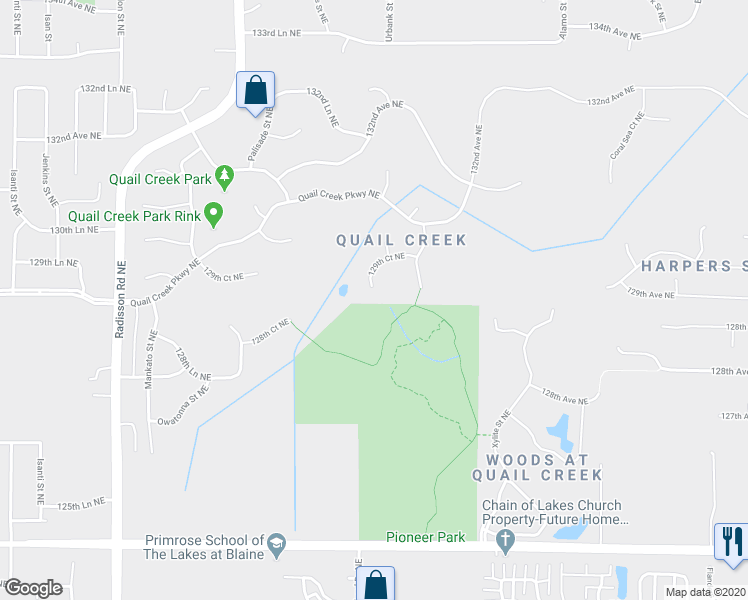 map of restaurants, bars, coffee shops, grocery stores, and more near 2438 129th Court Northeast in Blaine