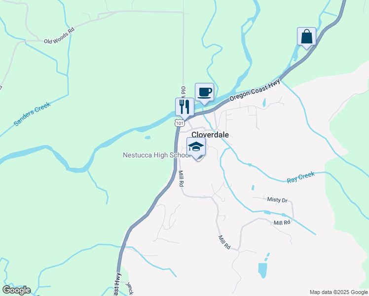 map of restaurants, bars, coffee shops, grocery stores, and more near 34660 Parkway Dr in Cloverdale