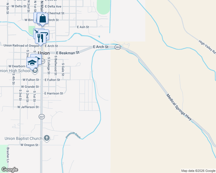 map of restaurants, bars, coffee shops, grocery stores, and more near 1135 East Fulton Street in Union