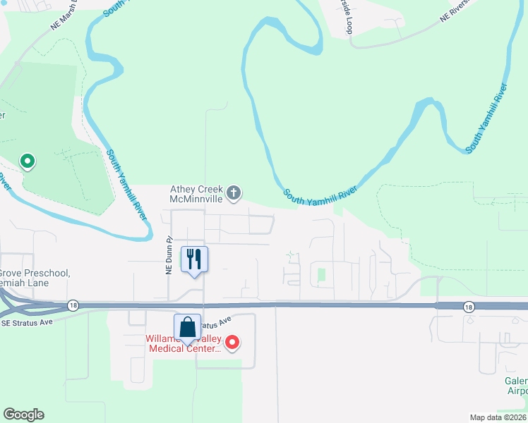 map of restaurants, bars, coffee shops, grocery stores, and more near 2799 Northeast Destiny Drive in McMinnville