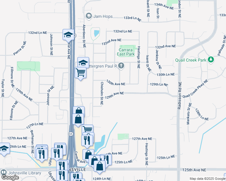 map of restaurants, bars, coffee shops, grocery stores, and more near 1650 130th Avenue Northeast in Blaine