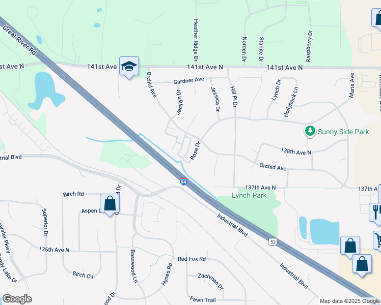 map of restaurants, bars, coffee shops, grocery stores, and more near 13812 Dahlia Drive in Rogers