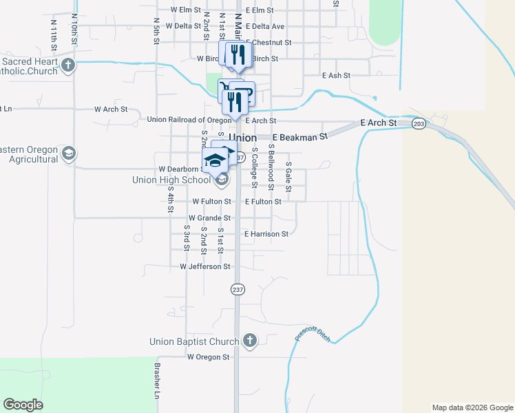 map of restaurants, bars, coffee shops, grocery stores, and more near 216 East Fulton Street in Union