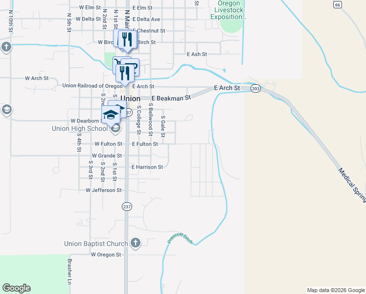 map of restaurants, bars, coffee shops, grocery stores, and more near 610 East Fulton Street in Union