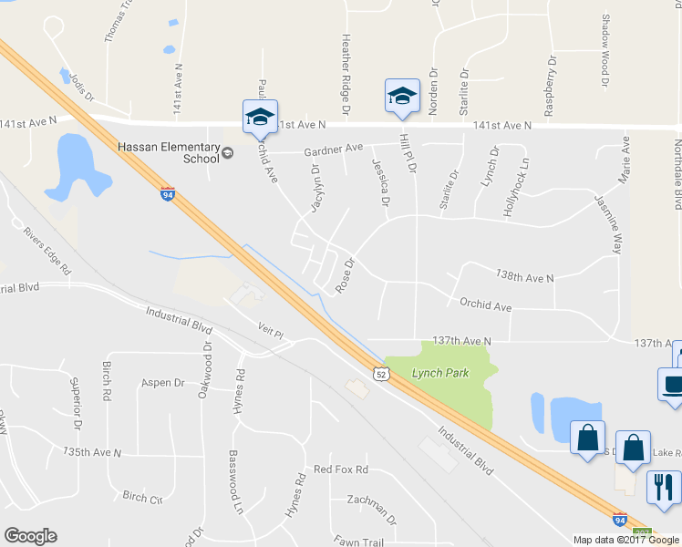 map of restaurants, bars, coffee shops, grocery stores, and more near 13839 Rose Drive in Rogers