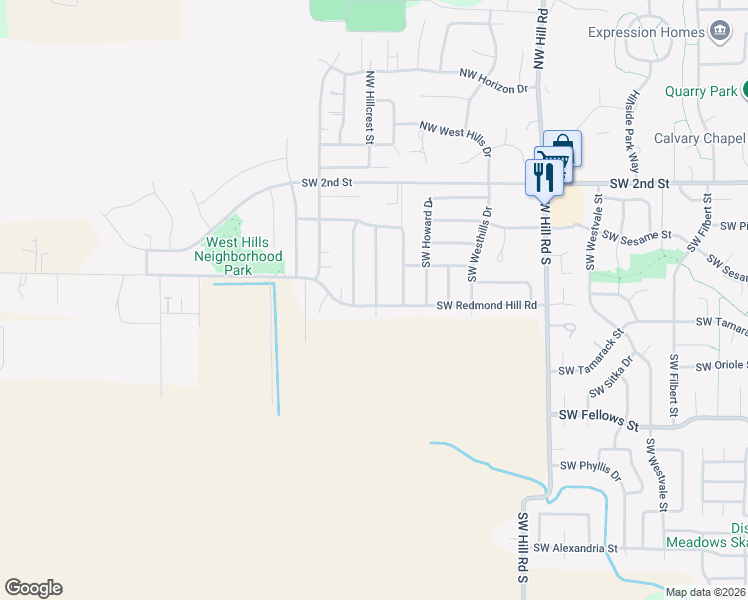 map of restaurants, bars, coffee shops, grocery stores, and more near 496 Southwest Mount Saint Helens Street in McMinnville