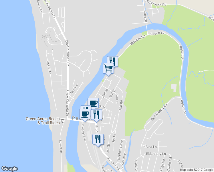 map of restaurants, bars, coffee shops, grocery stores, and more near 6400 Tent Street in Pacific City