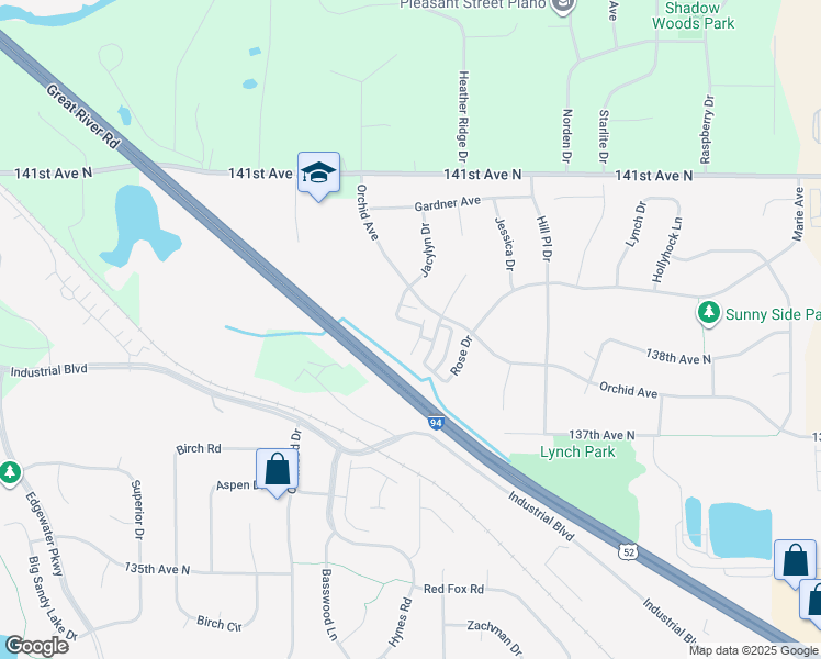 map of restaurants, bars, coffee shops, grocery stores, and more near 23133 Iris Avenue in Rogers