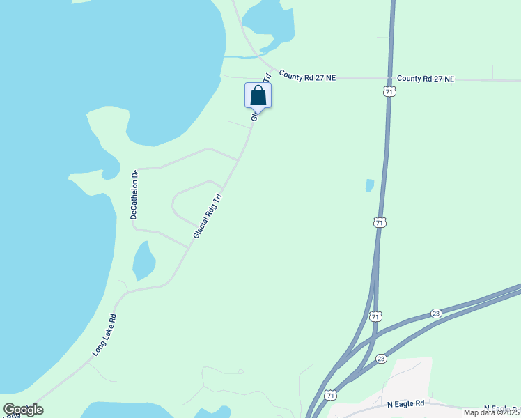 map of restaurants, bars, coffee shops, grocery stores, and more near 8191 Long Lake Road in Spicer