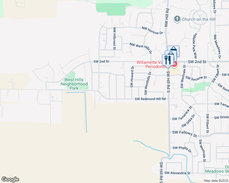 map of restaurants, bars, coffee shops, grocery stores, and more near 441 Southwest Mount Saint Helens Street in McMinnville