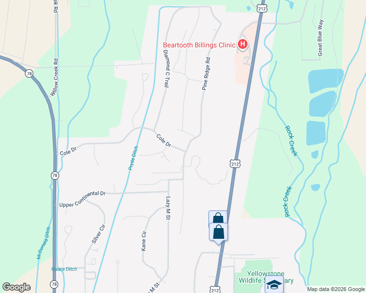 map of restaurants, bars, coffee shops, grocery stores, and more near 2045 Lazy M Street in Red Lodge