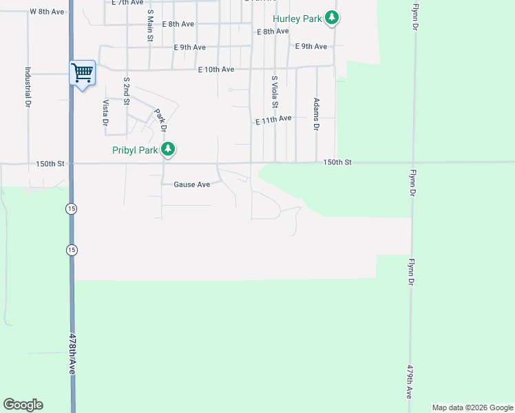 map of restaurants, bars, coffee shops, grocery stores, and more near 47752 150th Street in Milbank