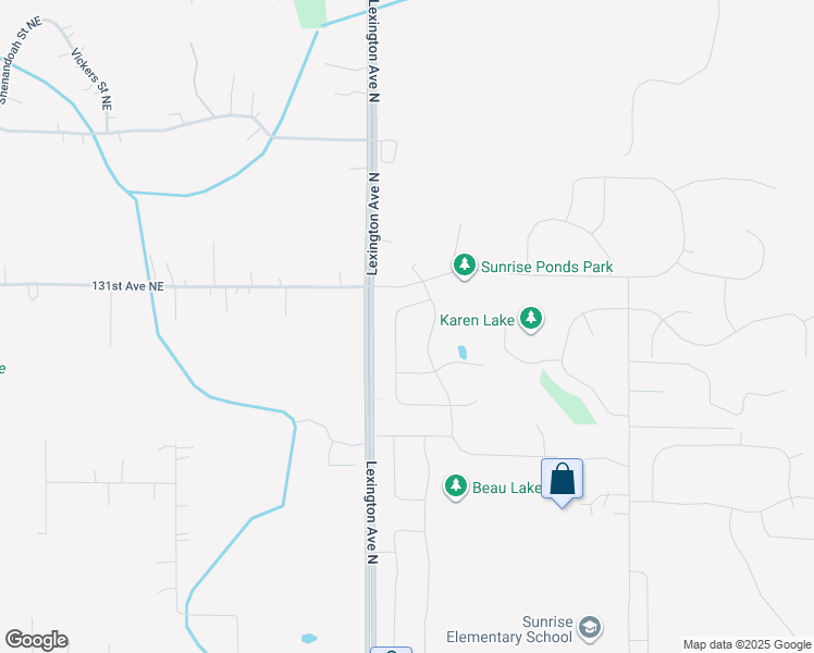 map of restaurants, bars, coffee shops, grocery stores, and more near 13071 Lexington Avenue Northeast in Blaine