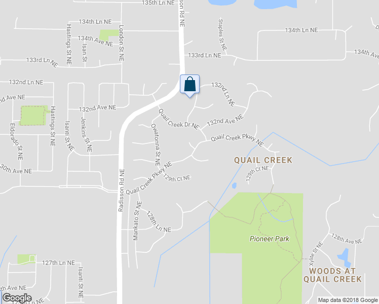 map of restaurants, bars, coffee shops, grocery stores, and more near 13018 Palisade Court Northeast in Blaine