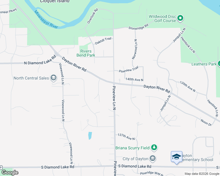 map of restaurants, bars, coffee shops, grocery stores, and more near 12821 Dayton River Road in Dayton