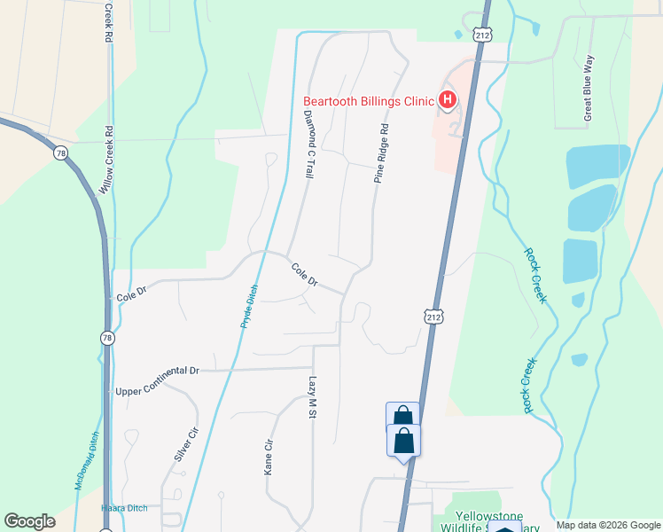map of restaurants, bars, coffee shops, grocery stores, and more near 2045 Lazy M Street in Red Lodge