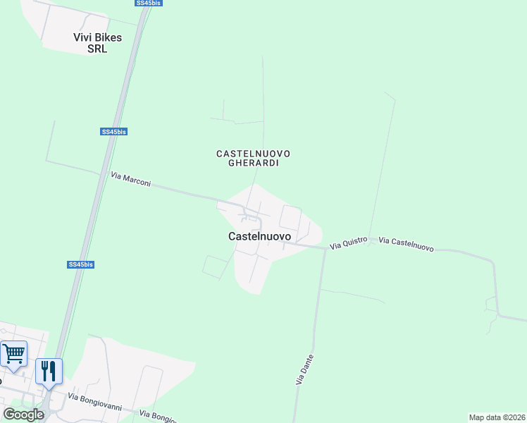 map of restaurants, bars, coffee shops, grocery stores, and more near 4 Piazza Tranquillo Guarneri in Castelnuovo