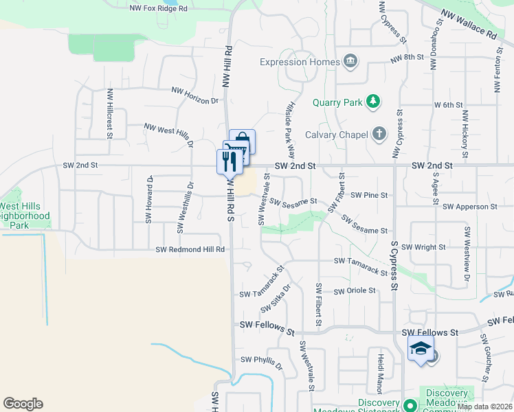 map of restaurants, bars, coffee shops, grocery stores, and more near 322 Southwest Westvale Street in McMinnville