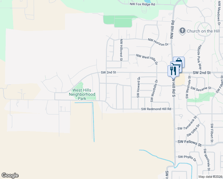 map of restaurants, bars, coffee shops, grocery stores, and more near 355 Southwest Mount Rainier Street in McMinnville