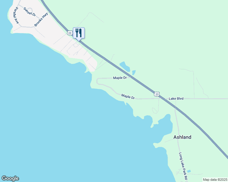 map of restaurants, bars, coffee shops, grocery stores, and more near 18325 Maple Drive in Alpena