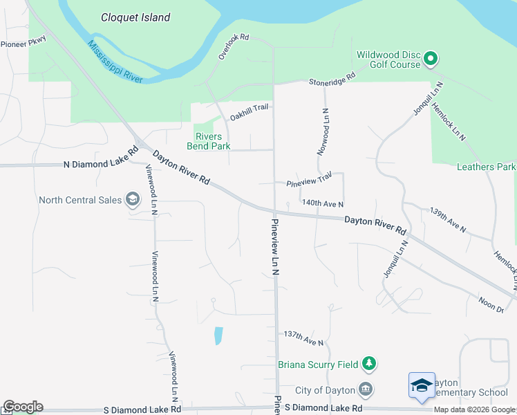 map of restaurants, bars, coffee shops, grocery stores, and more near 12821 Dayton River Road in Dayton