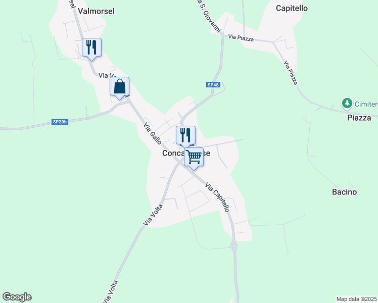 map of restaurants, bars, coffee shops, grocery stores, and more near 24 Via Traversa Capitello in Piazza