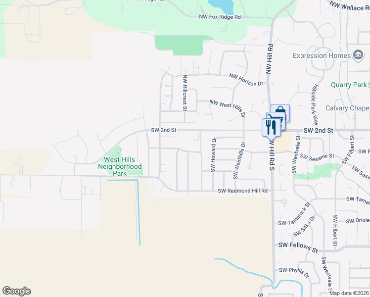 map of restaurants, bars, coffee shops, grocery stores, and more near 191 Southwest Mount Saint Helens Street in McMinnville