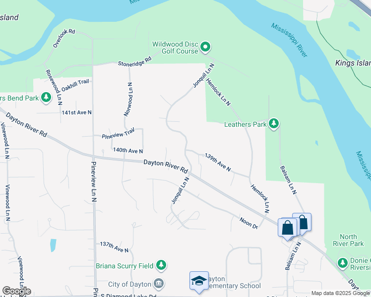 map of restaurants, bars, coffee shops, grocery stores, and more near 14040 Jonquil Lane North in Dayton