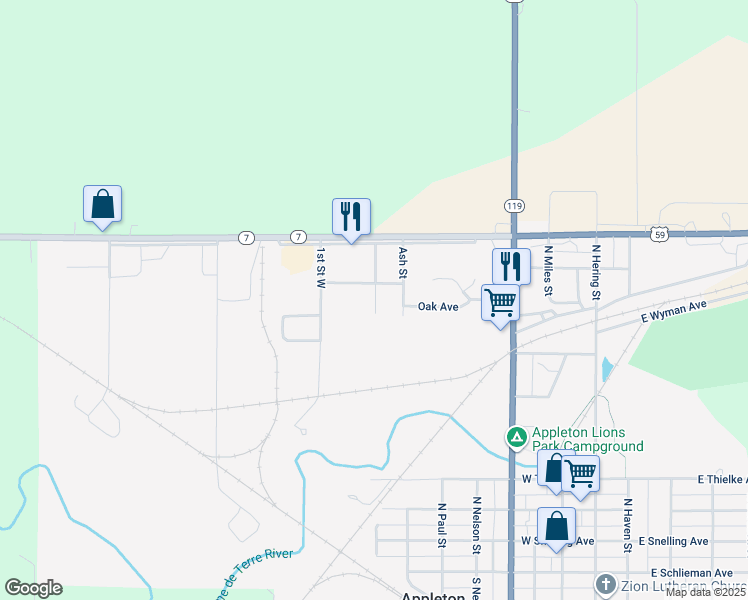 map of restaurants, bars, coffee shops, grocery stores, and more near 340 Gunderson Avenue in Appleton