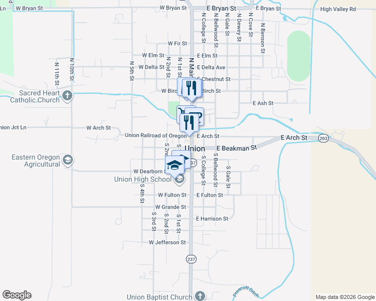 map of restaurants, bars, coffee shops, grocery stores, and more near in Union