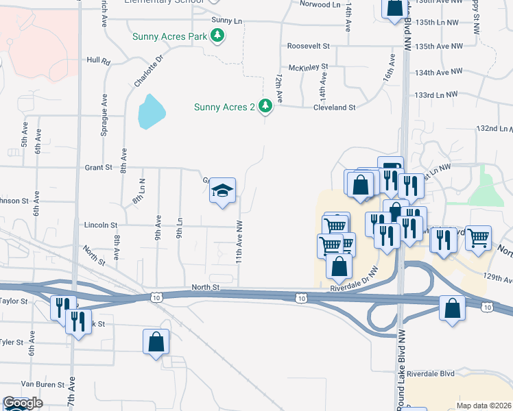 map of restaurants, bars, coffee shops, grocery stores, and more near 3416 11th Avenue Northwest in Minneapolis