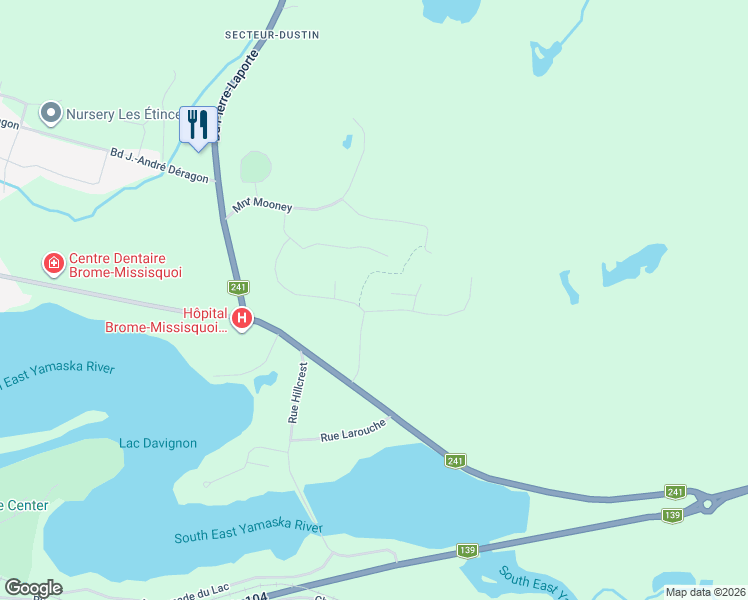 map of restaurants, bars, coffee shops, grocery stores, and more near Rue de Sweetsburg in Cowansville