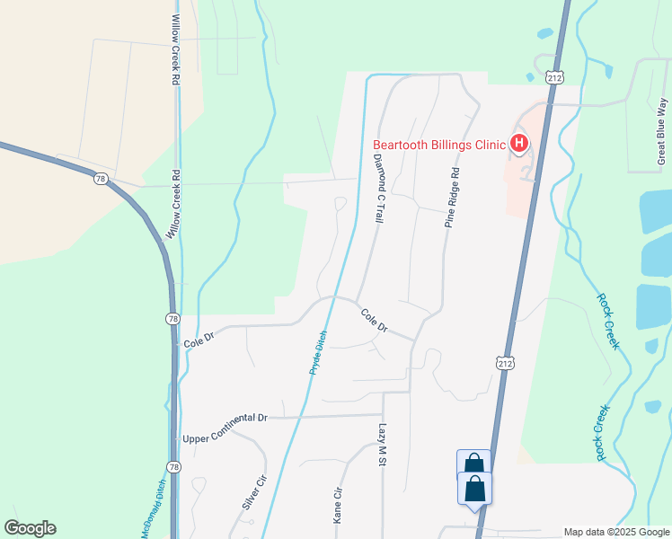 map of restaurants, bars, coffee shops, grocery stores, and more near 24 Caribou Circle in Red Lodge