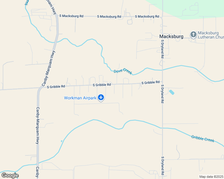 map of restaurants, bars, coffee shops, grocery stores, and more near 9666 South Gribble Road in Canby