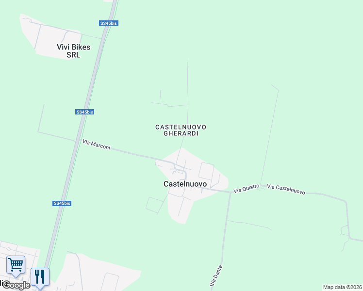 map of restaurants, bars, coffee shops, grocery stores, and more near 4 Piazza Tranquillo Guarneri in Castelnuovo