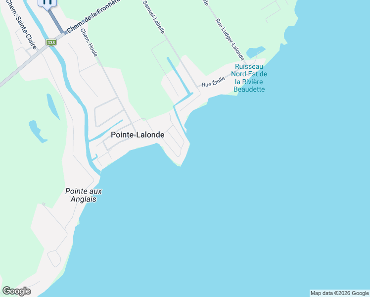 map of restaurants, bars, coffee shops, grocery stores, and more near 38 Avenue René in Rivière-Beaudette