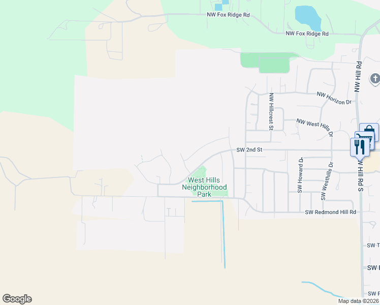 map of restaurants, bars, coffee shops, grocery stores, and more near 2893 Northwest Mount Ashland Lane in McMinnville