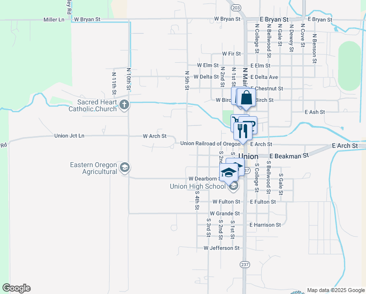 map of restaurants, bars, coffee shops, grocery stores, and more near 664 West Arch Street in Union