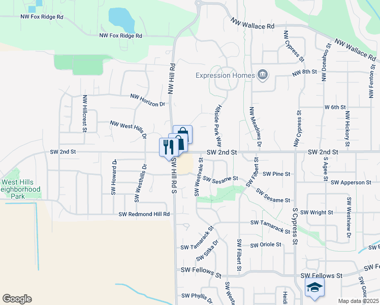 map of restaurants, bars, coffee shops, grocery stores, and more near 195 Southwest Westvale Street in McMinnville