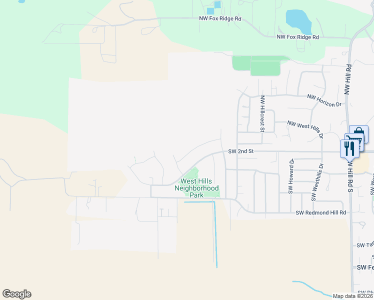 map of restaurants, bars, coffee shops, grocery stores, and more near 2877 Northwest Mount Ashland Lane in McMinnville